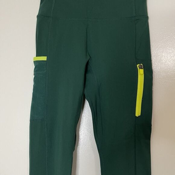 Fabletics trinity green scuba ankle zip high waist side pocket leggings small - Picture 3 of 8